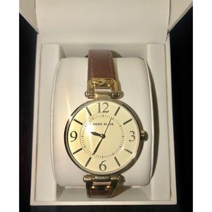 Anne Klein Women's Brown Leather Strap Watch